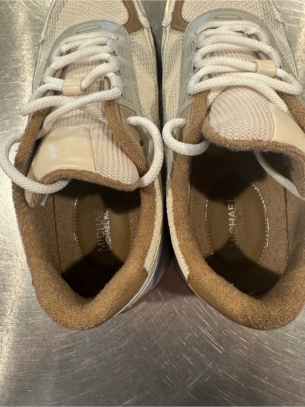 Michael Kors Beige, White and Gray Women's Sneakers - Picture 6 of 8